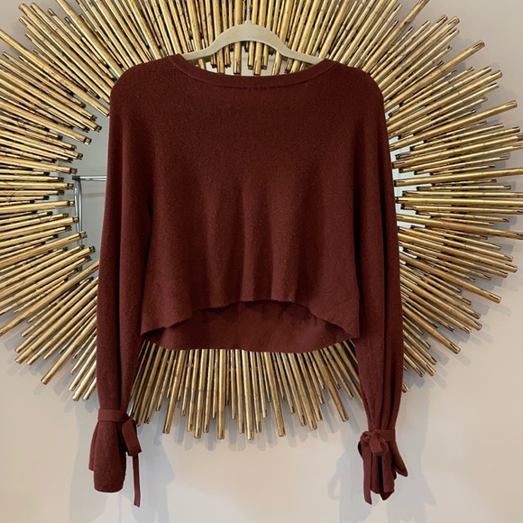 Wilfred Maroon Wool Cropped Sweater - Picture 1 of 8